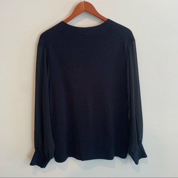 Talbots Dressy V Neck Sweater With Sheer Sleeves - Picture 4 of 11